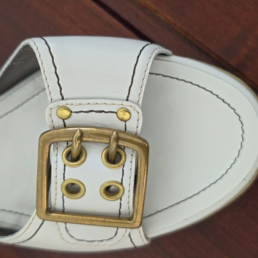 NIB Coach VINTAGE White LEATHER PENNI BABYCALF Ktten Heels 9.5 - Picture 5 of 6